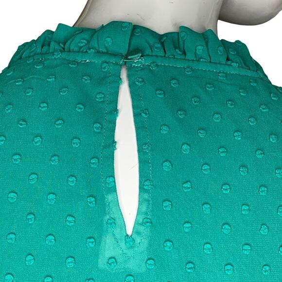 J Crew Blouse Sleeveless Green Ruffle Neckline Size M - Picture 6 of 9